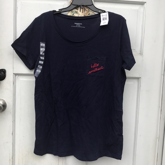 NWT Motherhood Maternity Hello Sweetheart Blue Pocket Short Sleeves Tee 1X - Picture 4 of 8